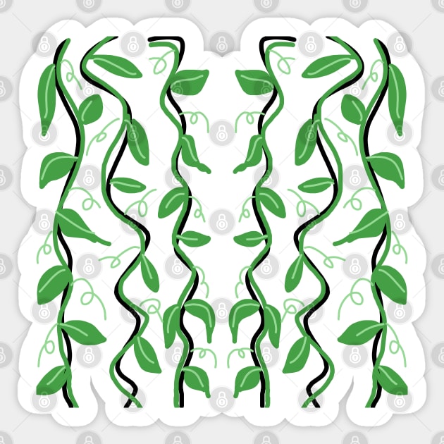 Green Leaves With Twirls Sticker by TANSHAMAYA